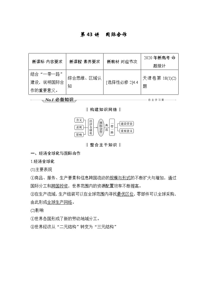 (新高考)高考地理一轮复习精品讲与练第43讲　国际合作 (含详解)第1页