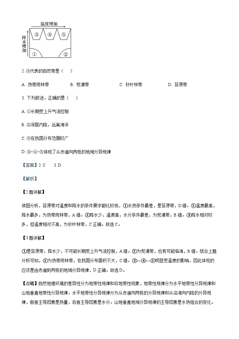 浙江省宁波市奉化区2022-2023学年高二上学期期末地理试题02
