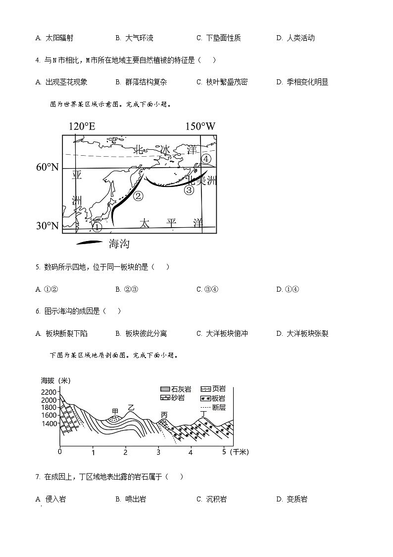 浙江省台州市2022-2023学年高二上学期期末地理试题02