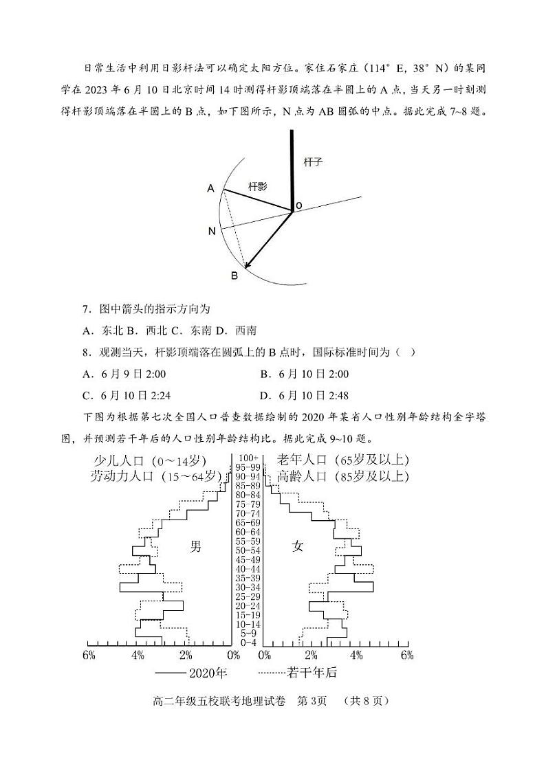2023河北省“五个一”名校联盟高二6月联考地理试题含答案题卡03