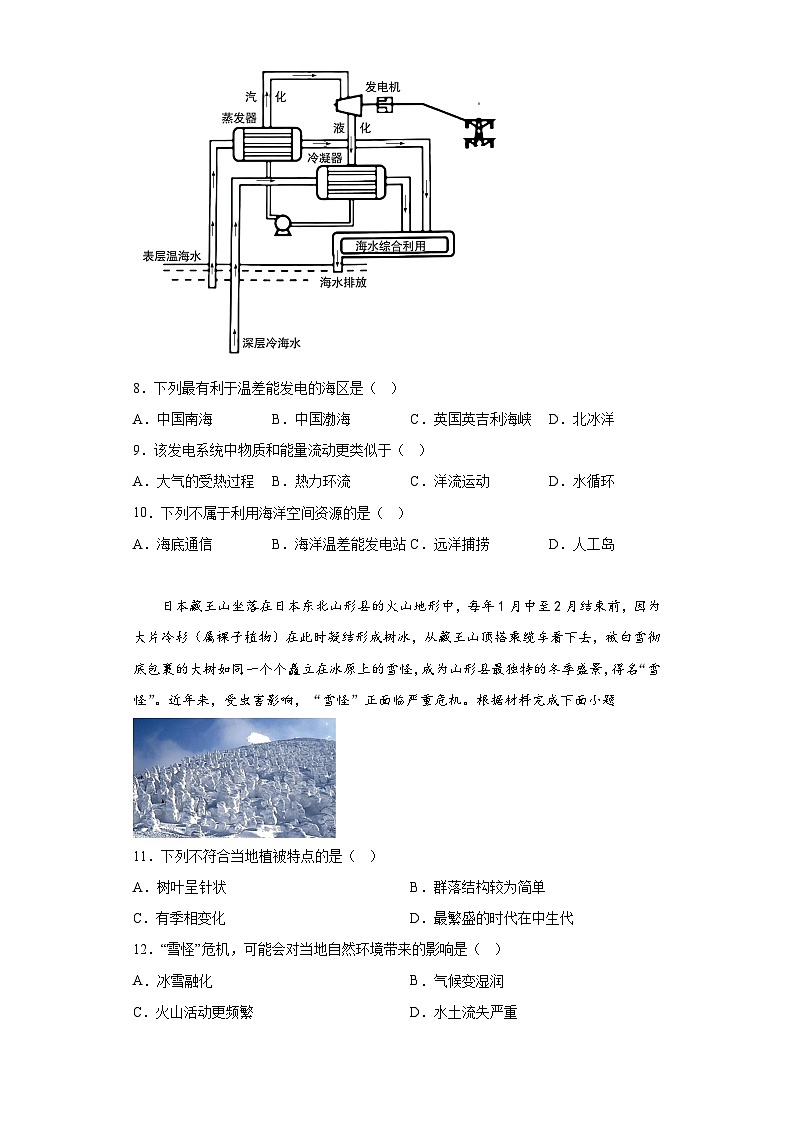 浙江省杭州学军中学2022-2023学年高一下学期学考模拟地理试卷1（含解析）第3页