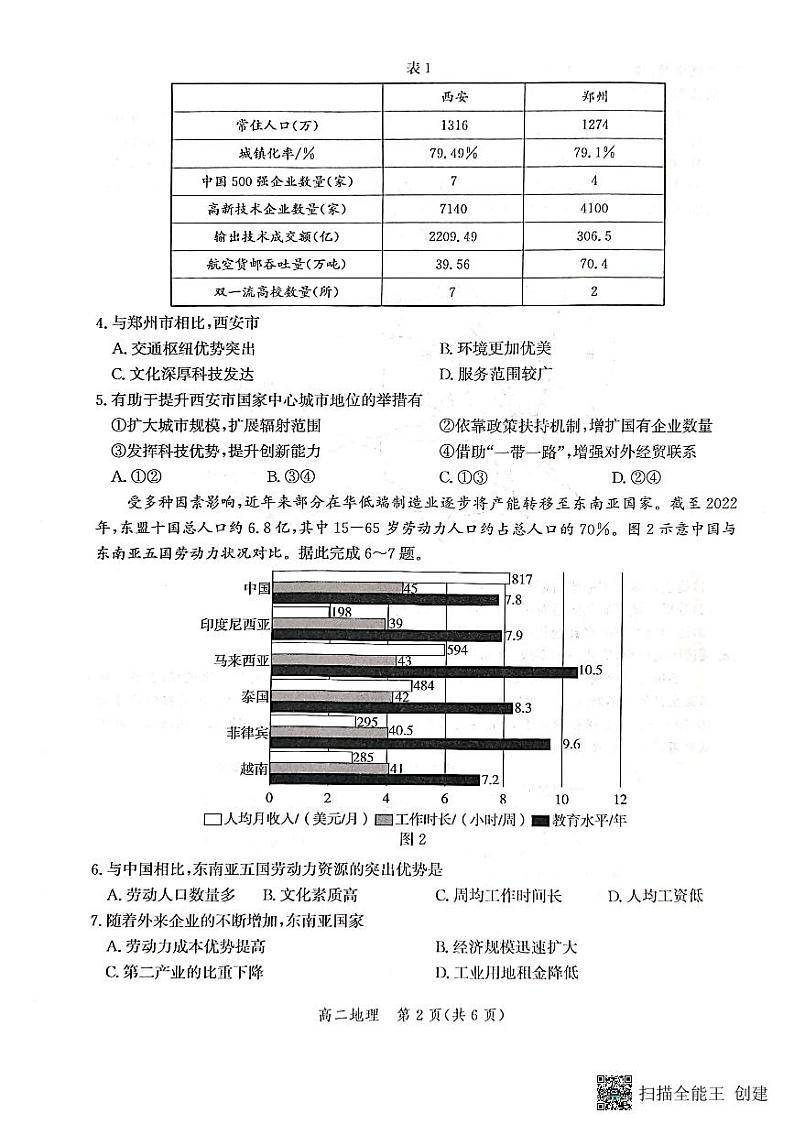 河北省沧州市2022-2023学年高二下学期期末考试地理试题第2页