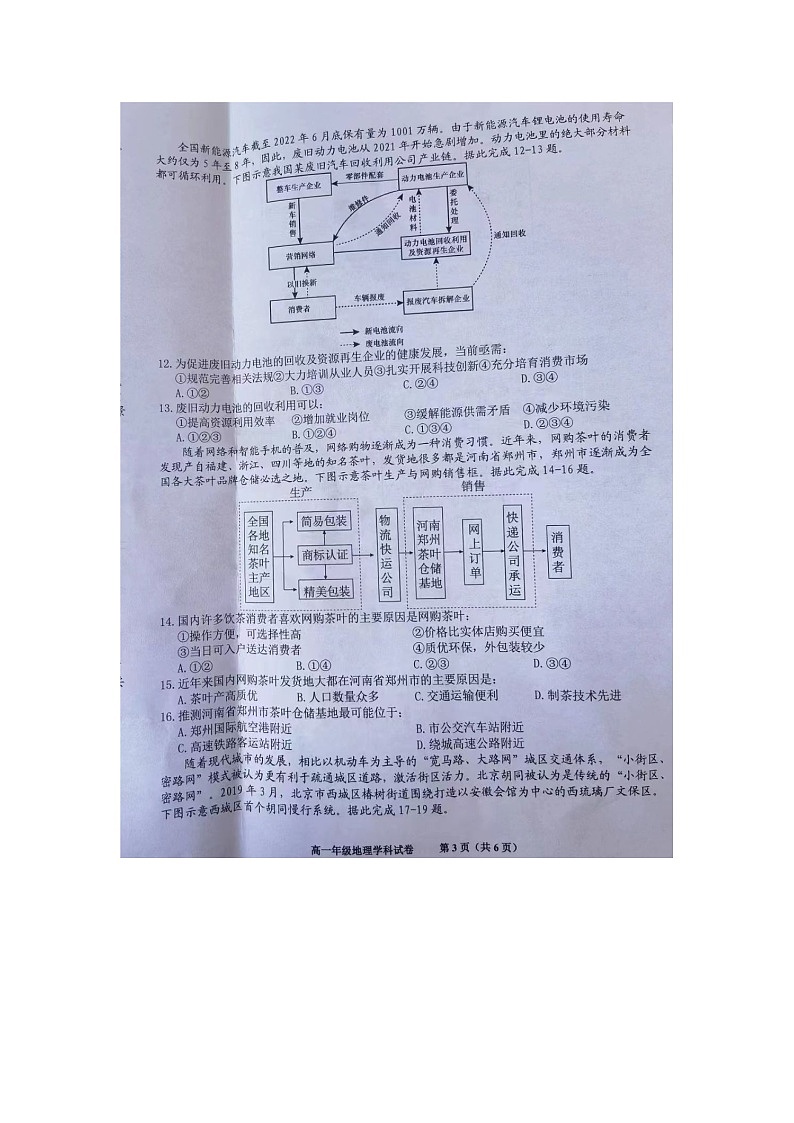 安徽省合肥市百花中学等六校2022-2023学年高一下学期期末联考地理试题03
