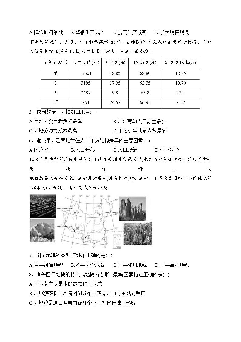 湖北省重点高中2022-2023学年高一下学期5月联考地理（C卷）试卷（含答案）第2页