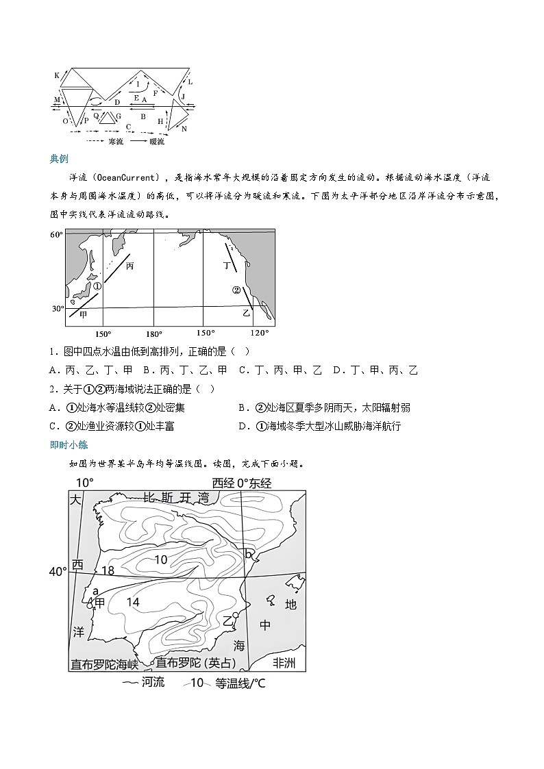 【暑假提升】人教版2019地理高一（升高二）暑假预习-（选修1）第10讲 洋流  讲学案02