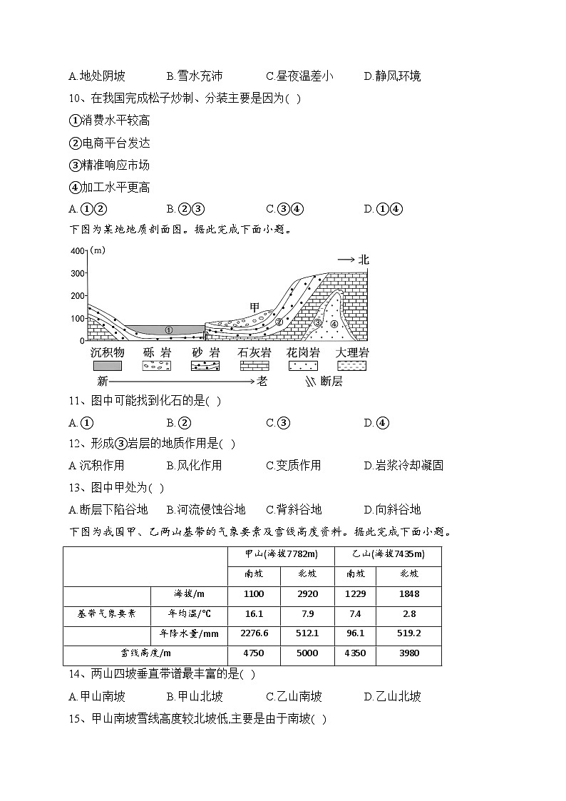 会泽县实验高级中学校2022-2023学年高二下学期6月月考地理试卷（含答案）03
