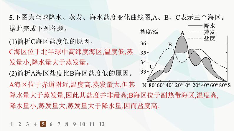 人教版高中地理必修第一册第3章地球上的水第2节海水的性质分层作业课件第8页