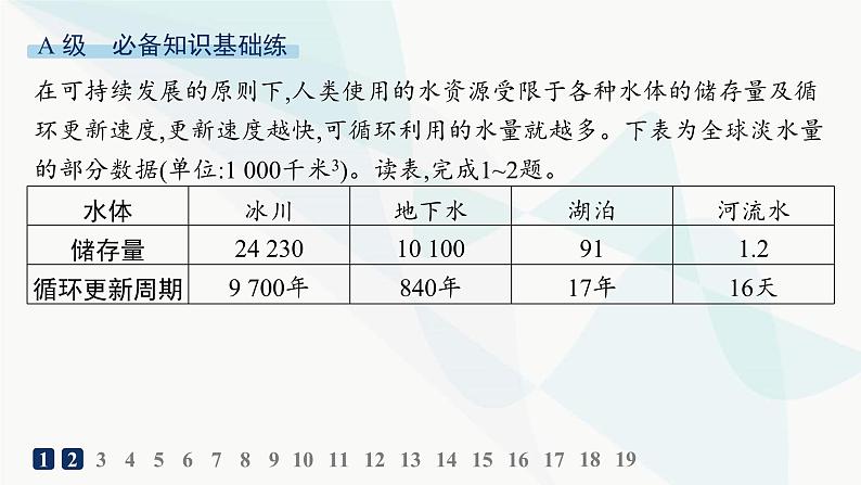 湘教版高中地理必修第一册第四章地球上的水第1节第1课时水循环分层作业课件第2页