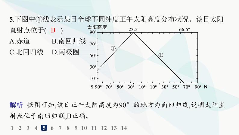 湘教版高中地理选择性必修1第1章地球的运动第2节地球的公转第2课时正午太阳高度的变化分层作业课件第6页