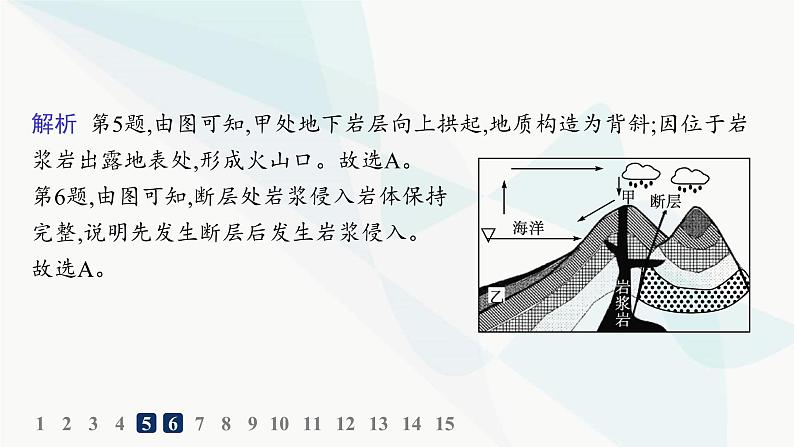 湘教版高中地理选择性必修1第2章岩石圈与地表形态第2节地表形态的变化第1课时内力作用与地表形态分层作业课件第7页