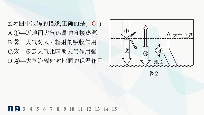 人教版高中地理必修第一册第2章地球上的大气第2节第1课时大气的受热过程分层作业课件第3页