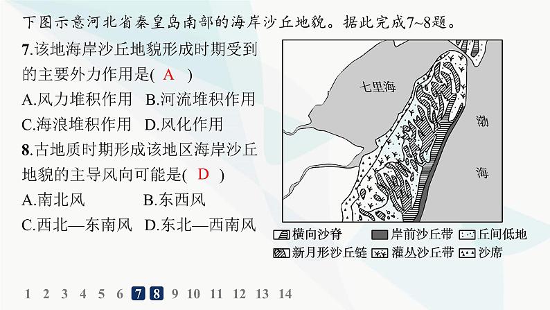 人教版高中地理必修第一册第4章地貌第1节第2课时风沙地貌与海岸地貌分层作业课件第8页