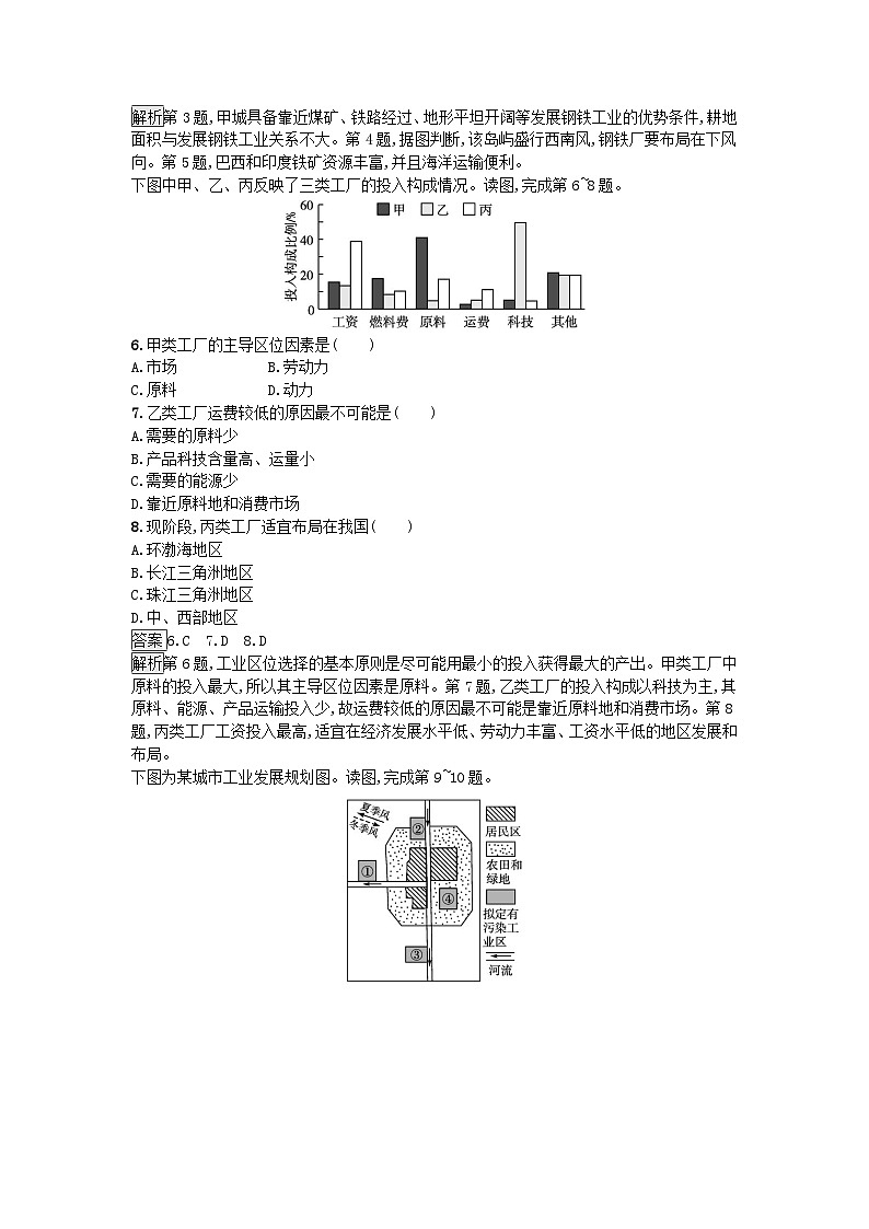 2023新教材高中地理第3章产业区位因素第2节工业区位因素及其变化课后训练新人教版必修第二册第2页