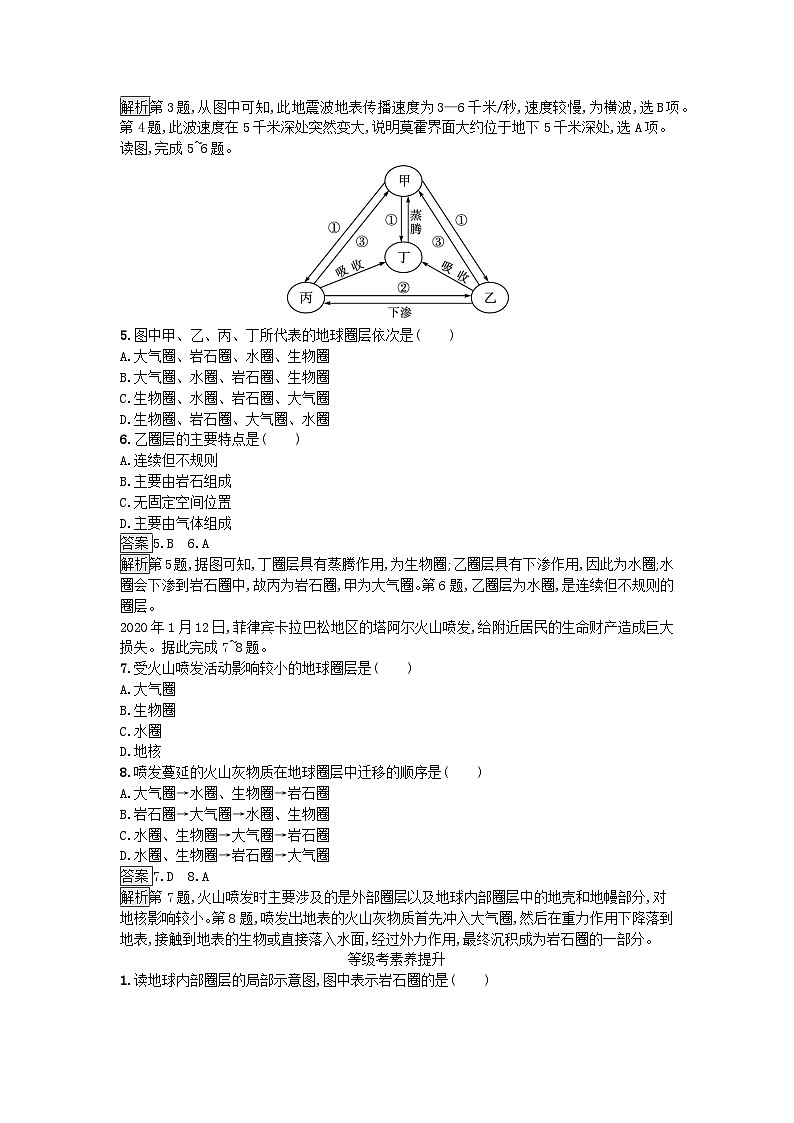 2023新教材高中地理第1章宇宙中的地球第4节地球的圈层结构课后训练新人教版必修第一册02