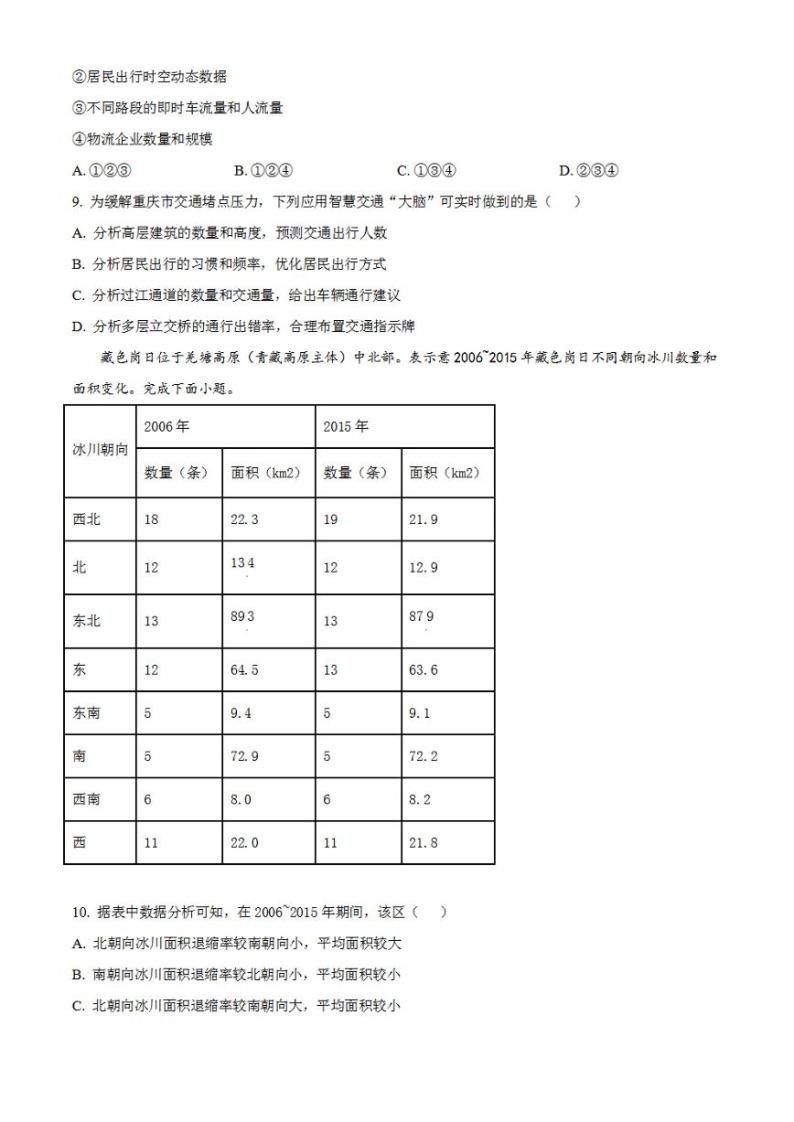 2023年高考真题——地理（湖北卷）无答案03