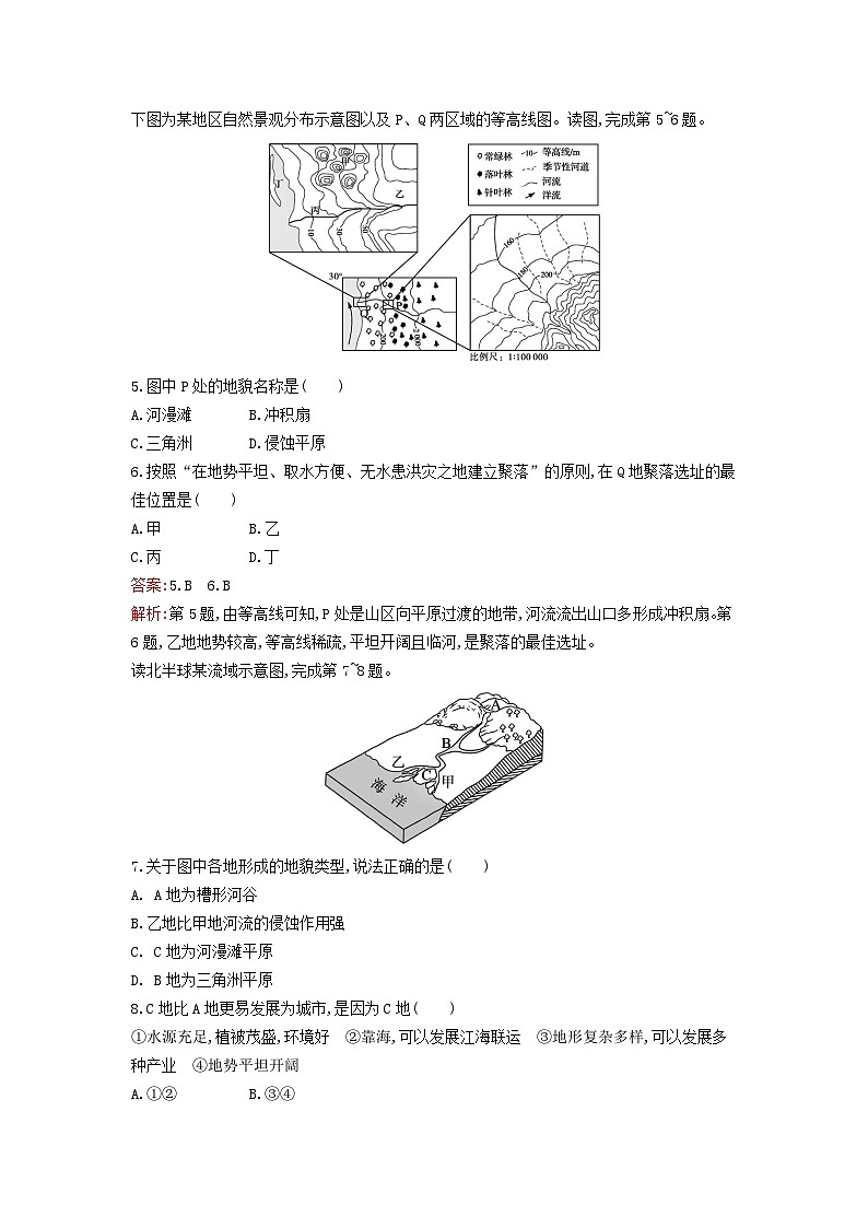 新教材2023年高中地理第二章地表形态的塑造第三节河流地貌的发育课后训练新人教版选择性必修102