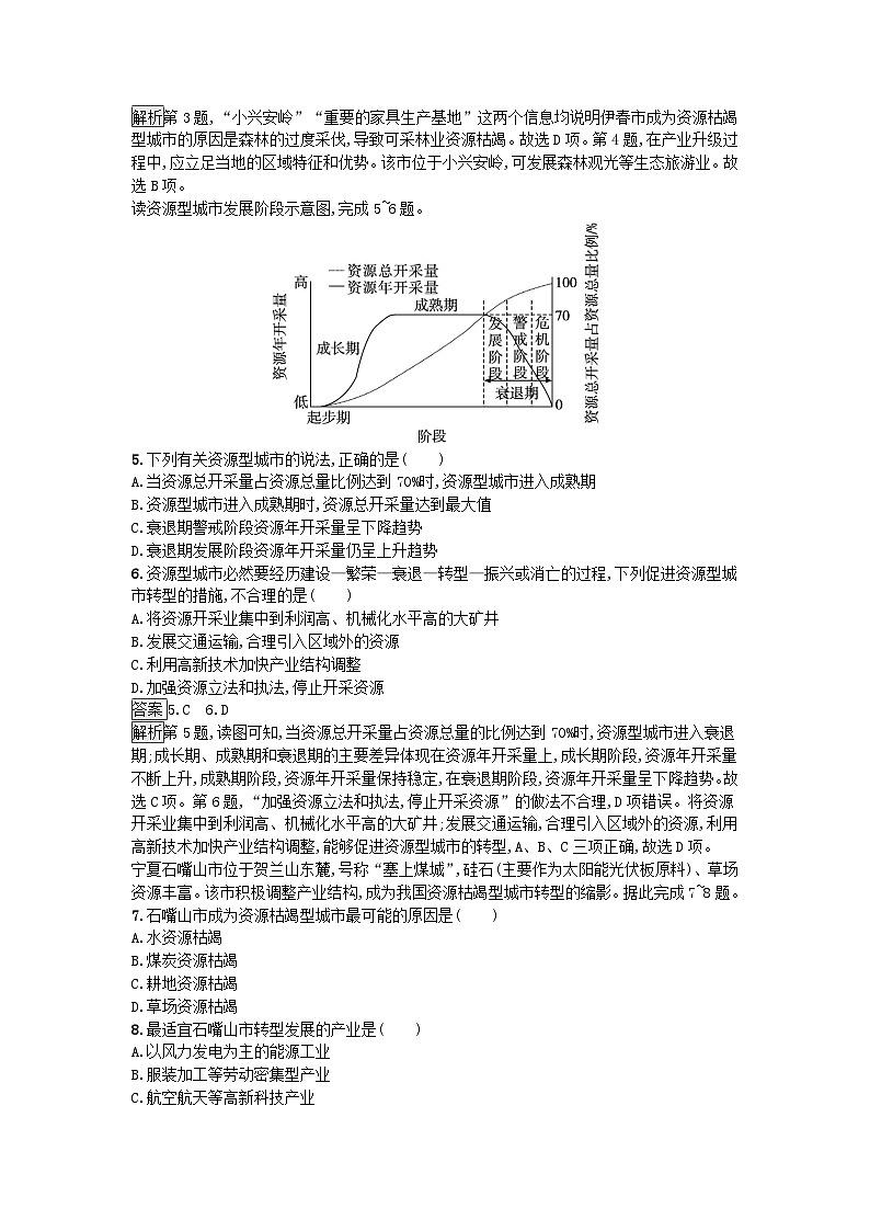 新教材2023年高中地理第2章资源环境与区域发展第3节资源枯竭型城市的转型发展课后训练新人教版选择性必修2第2页