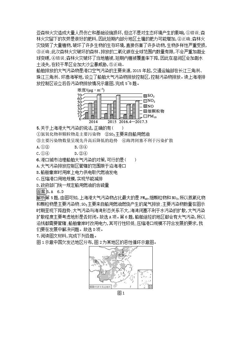 新教材2023年高中地理第1章自然环境与人类社会第3节环境问题及其危害课后训练新人教版选择性必修302