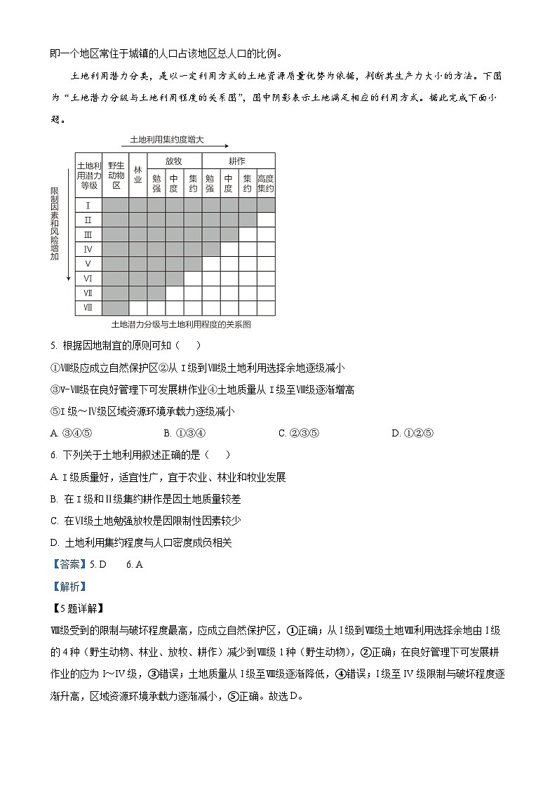 2023重庆市乌江新高考协作体高一下学期期末地理试题含解析03