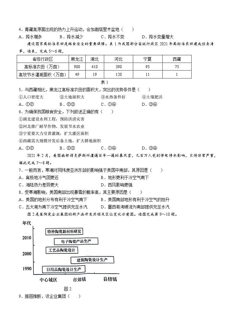 海南省琼海市嘉积中学2022-2023学年高二下学期期末地理试题(无答案)02