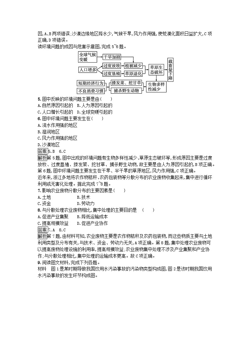 2023新教材高中地理第1章资源环境与人类活动第2节人类活动与环境问题课后训练湘教版选择性必修302