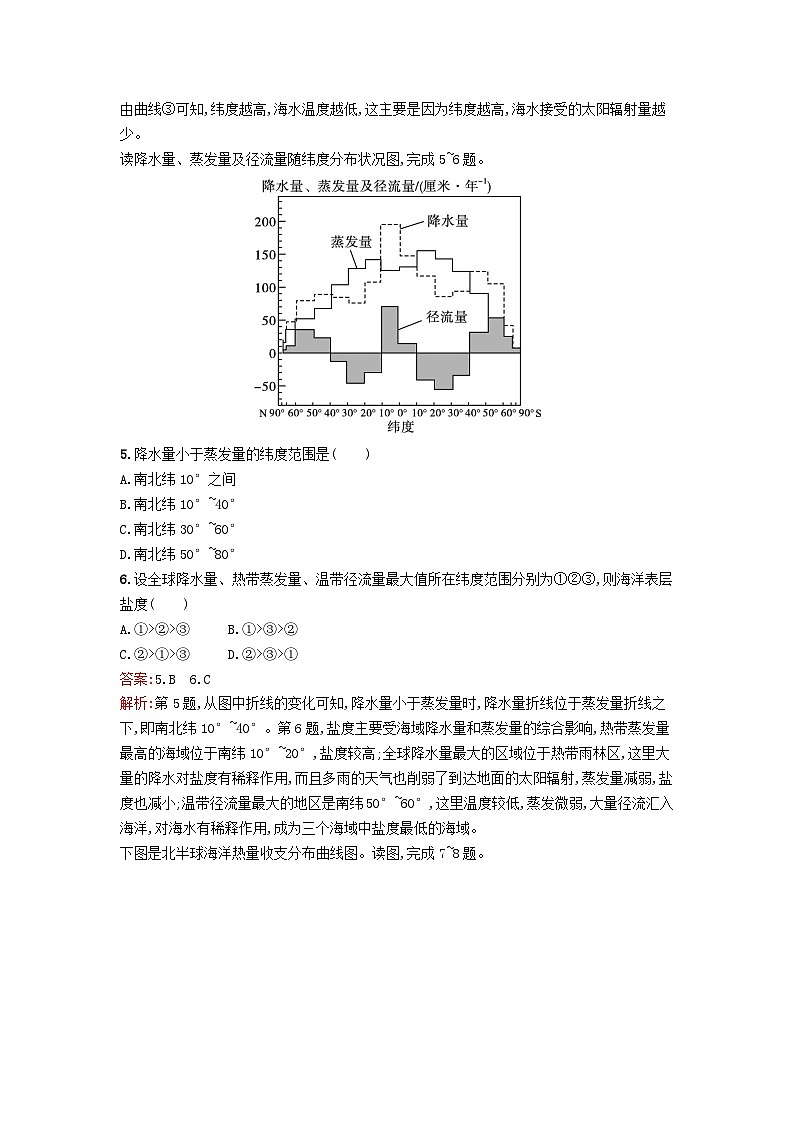 新教材2023年高中地理第4章地球上的水第2节海水的性质和运动课后训练湘教版必修第一册02