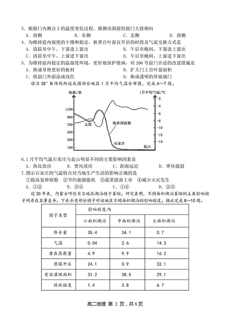 河北省石家庄市河北正中实验中学2022-2023学年高二下学期开学考试地理试题02