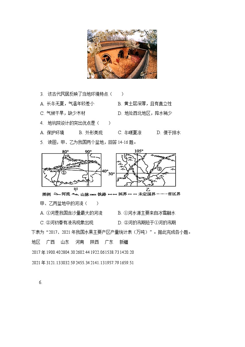 2022-2023学年四川省成都七中高二（下）月考地理试卷（3月份）（含解析）02