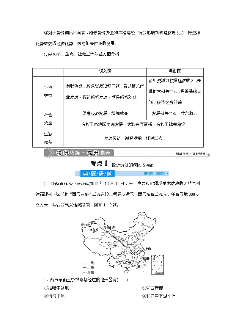 高考地理一轮考点讲练复习 第33讲　资源的跨区域调配——以我国西气东输为例 (含解析)03