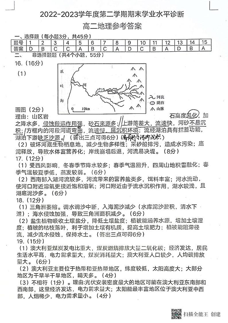 2023烟台高二下学期期末考试地理试题pdf版含答案01