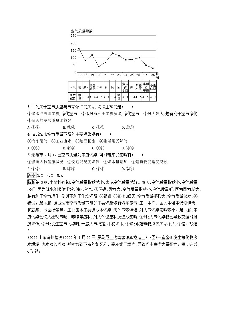 适用于新教材2024版高考地理一轮总复习第十九章环境安全与国家安全考点规范练51环境安全对国家安全的影响环境污染与国家安全新人教版02