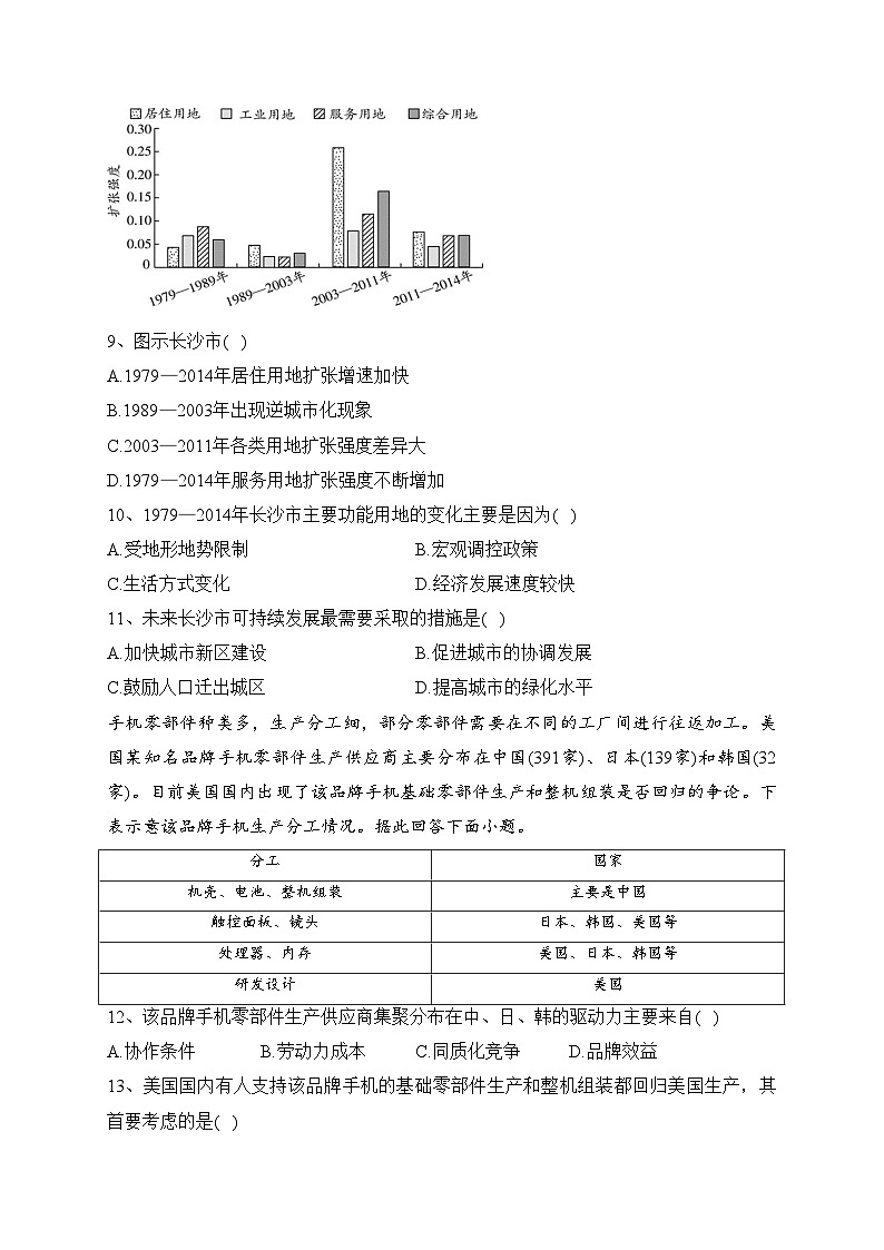 湖南省岳阳市湘阴县2022-2023学年高一下学期期末考试地理试卷（含答案）03