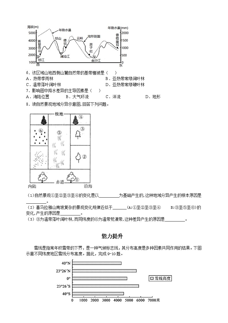 人教版高中地理选修一 5.2《地理环境的差异性》练习 49726第2页