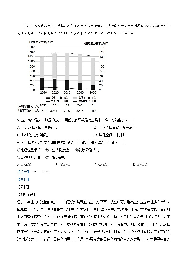 四川省泸县第四中学2022-2023学年高三地理上学期期末考试试题（Word版附解析）03