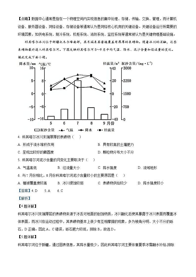 四川省资阳市乐至中学2022-2023学年高三地理下学期开学考试试题（Word版附解析）第2页