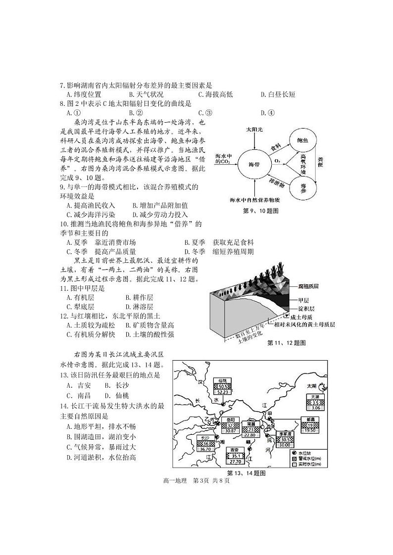 浙江省绍兴区上虞区2022-2023学年高一下学期（6月）学考适应性考试地理试题（无答案）第3页