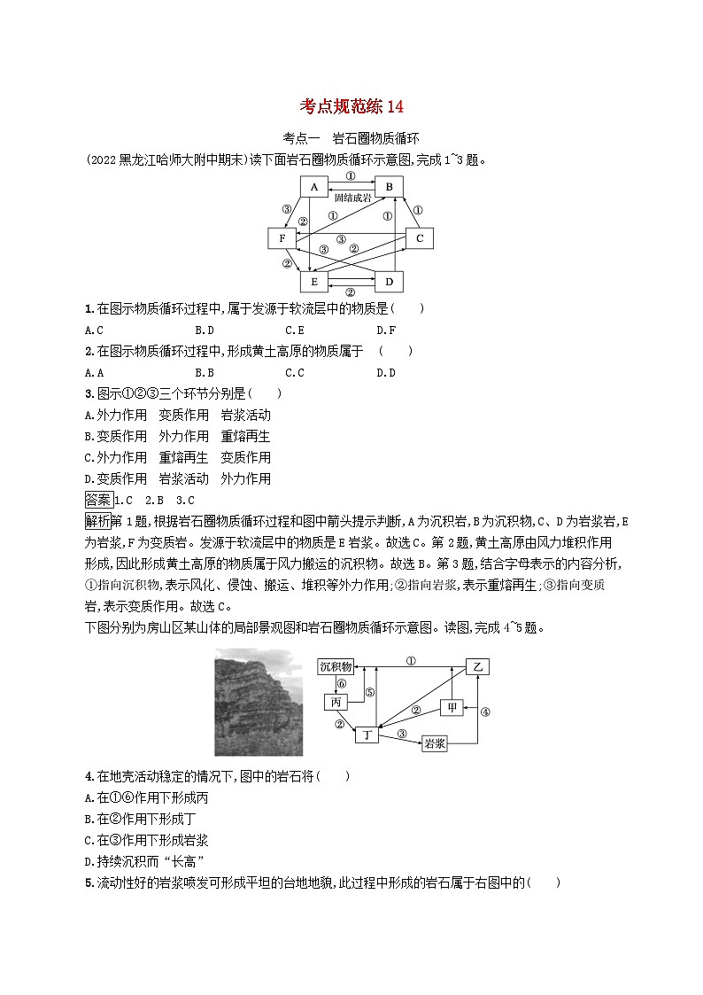 适用于新教材2024版高考地理一轮总复习第一部分自然地理考点规范练14鲁教版第1页