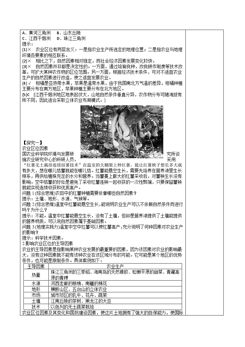 高中地理（人教版2019）必修第二册3.1 农业区位因素及其变化（教案）02