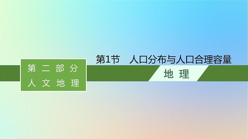 适用于新教材2024版高考地理一轮总复习第二部分人文地理第六单元人口与环境第1节人口分布与人口合理容量课件鲁教版第1页