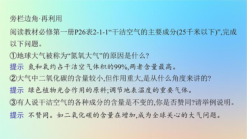 适用于新教材2024版高考地理一轮总复习第一部分自然地理第三单元从地球圈层看地表环境第1节第1讲大气圈与大气受热过程课件鲁教版第6页