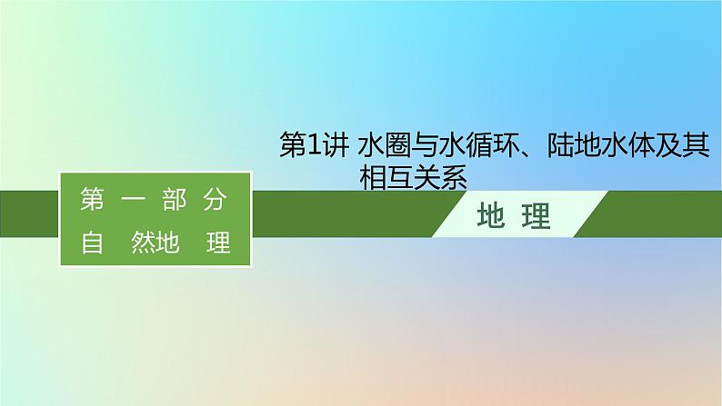 适用于新教材2024版高考地理一轮总复习第一部分自然地理第三单元从地球圈层看地表环境第2节第1讲水圈与水循环陆地水体及其相互关系课件鲁教版第1页