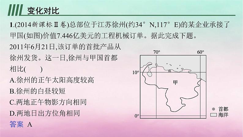 适用于新教材2024版高考地理一轮总复习第2章宇宙中的地球高考风向标二课件湘教版03