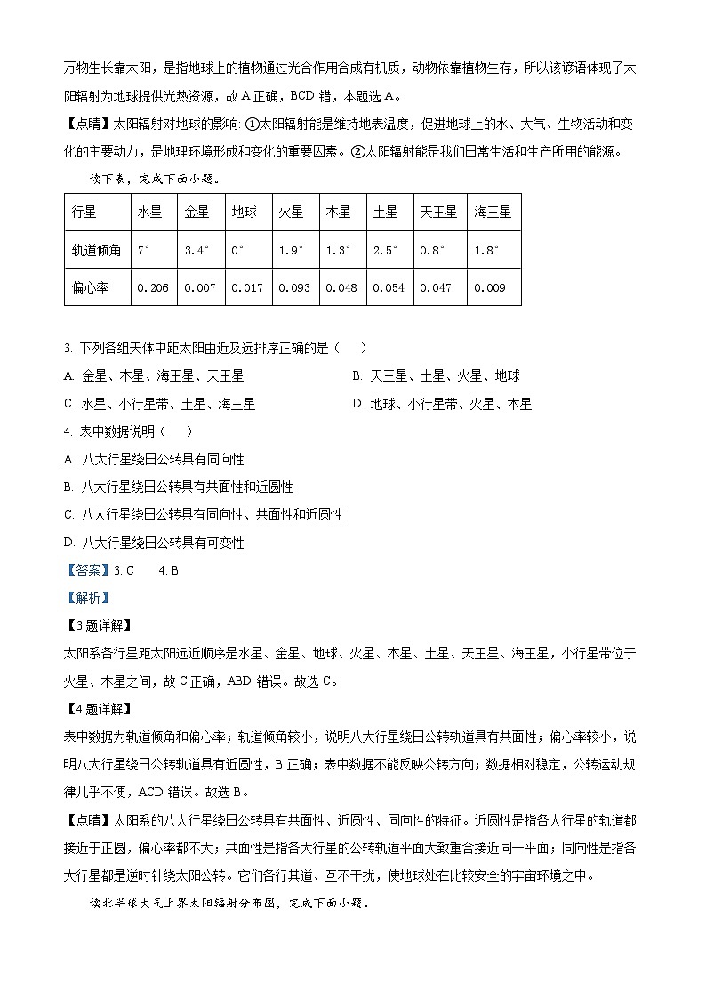 精品解析：四川省成都市郫都区2022-2023学年高一上学期期中地理试题（解析版）02