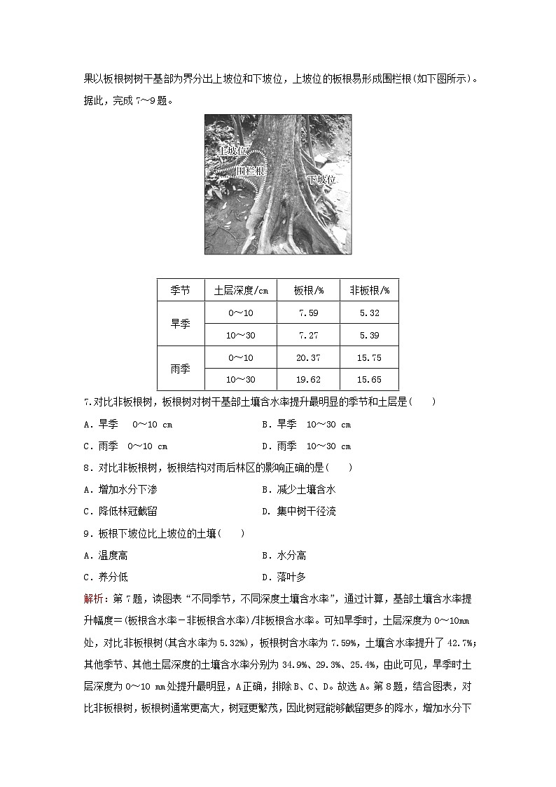 2024届高考地理一轮总复习第一部分自然地理第六章自然环境的整体性与差异性课时跟踪练17植被和土壤03