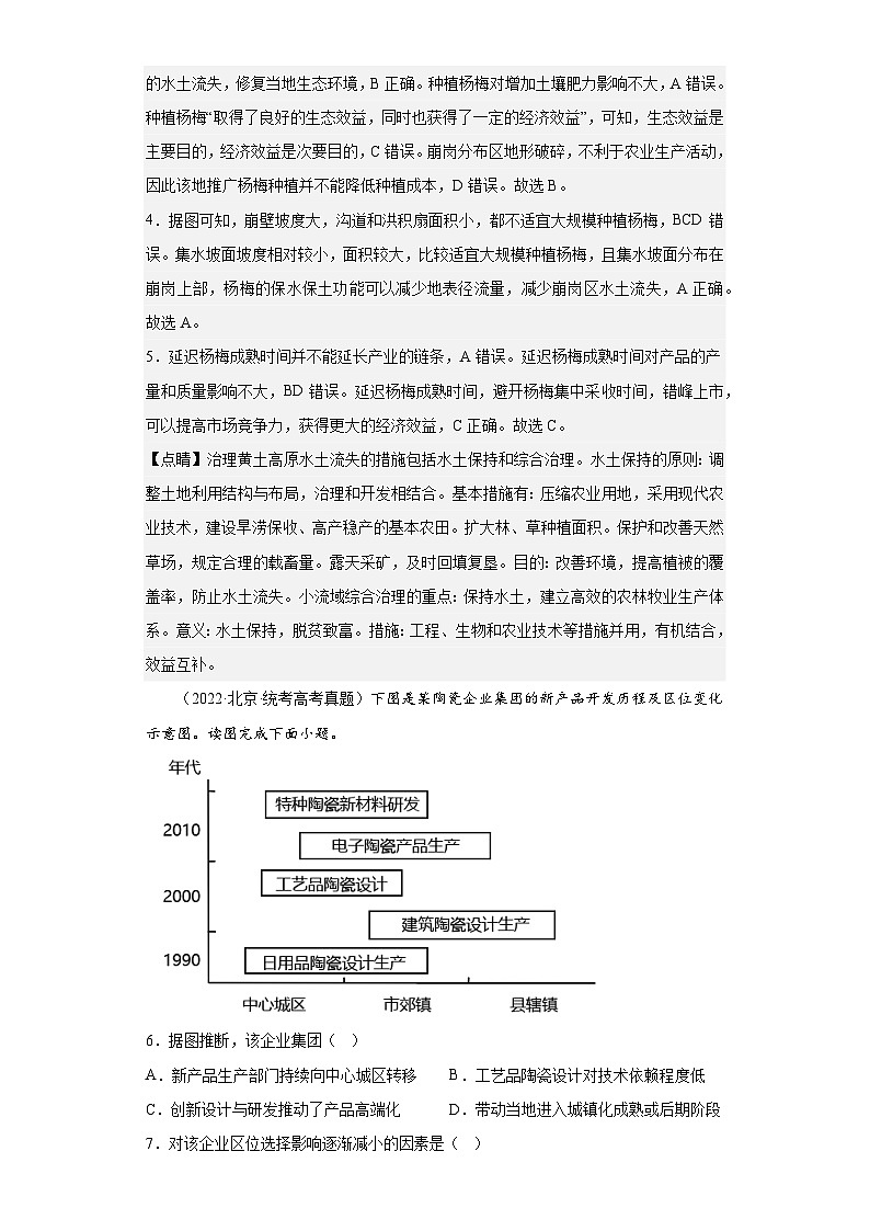 2019--2023年高考地理分类汇编专题9区域产业活动03