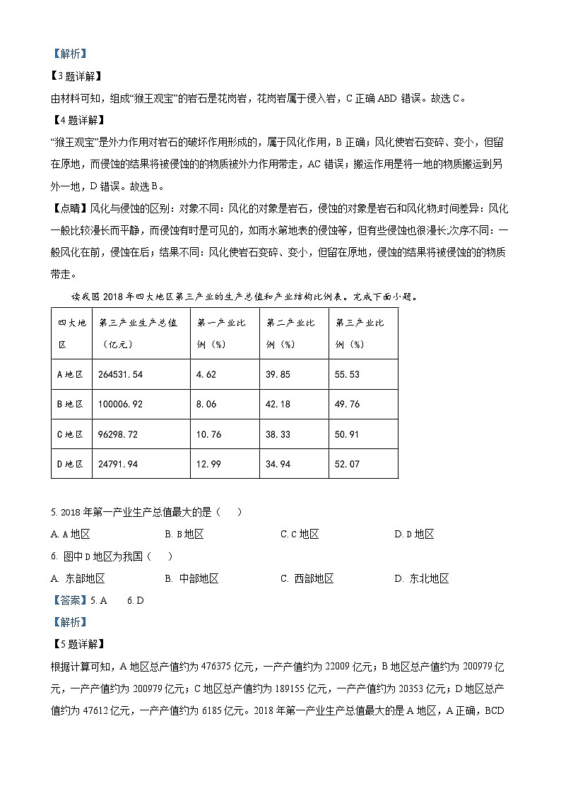 浙江省绍兴区上虞区2022-2023学年高三地理下学期第二次适应性考试（二模）试题（Word版附解析）03
