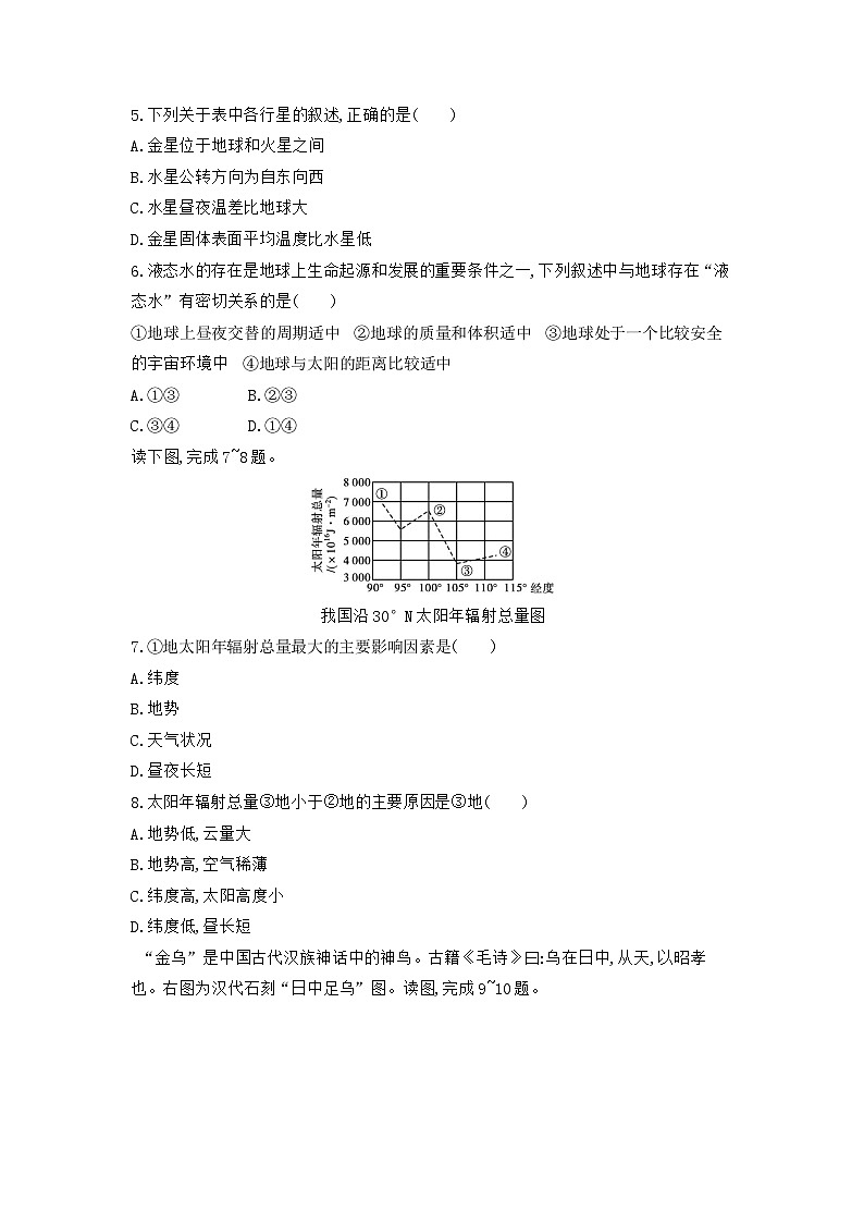 第一章 宇宙中的地球过关检测卷 2022-2023学年高中地理人教版（2019）必修第一册第2页