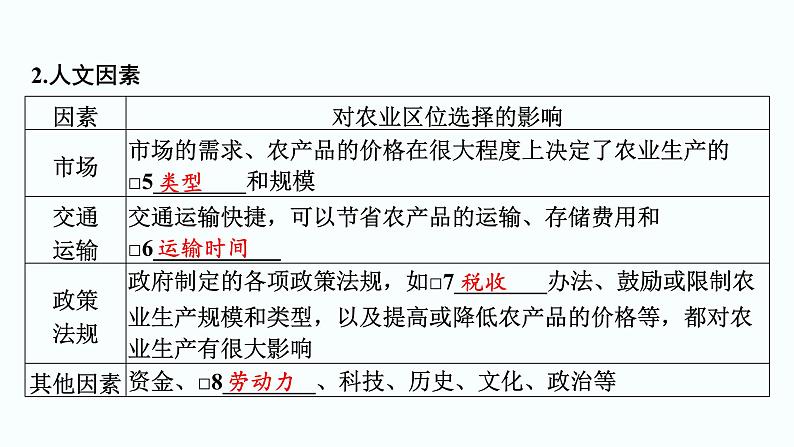 2024届高考地理一轮复习第十章产业区位因素第一节农业区位因素及其变化课件04