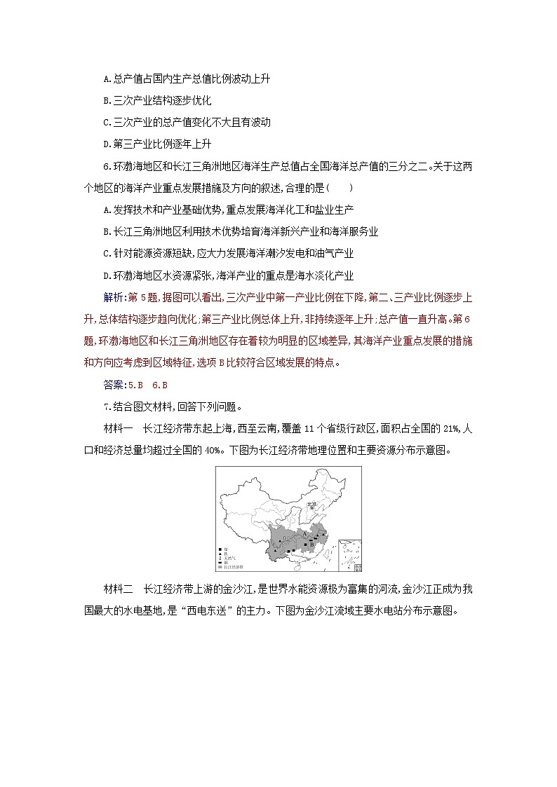 新教材2023高中地理第五章环境与发展第三节中国国家发展战略举例第2课时推动区域协调发展拓展蓝色经济空间维护海洋权益同步测试新人教版必修第二册第3页