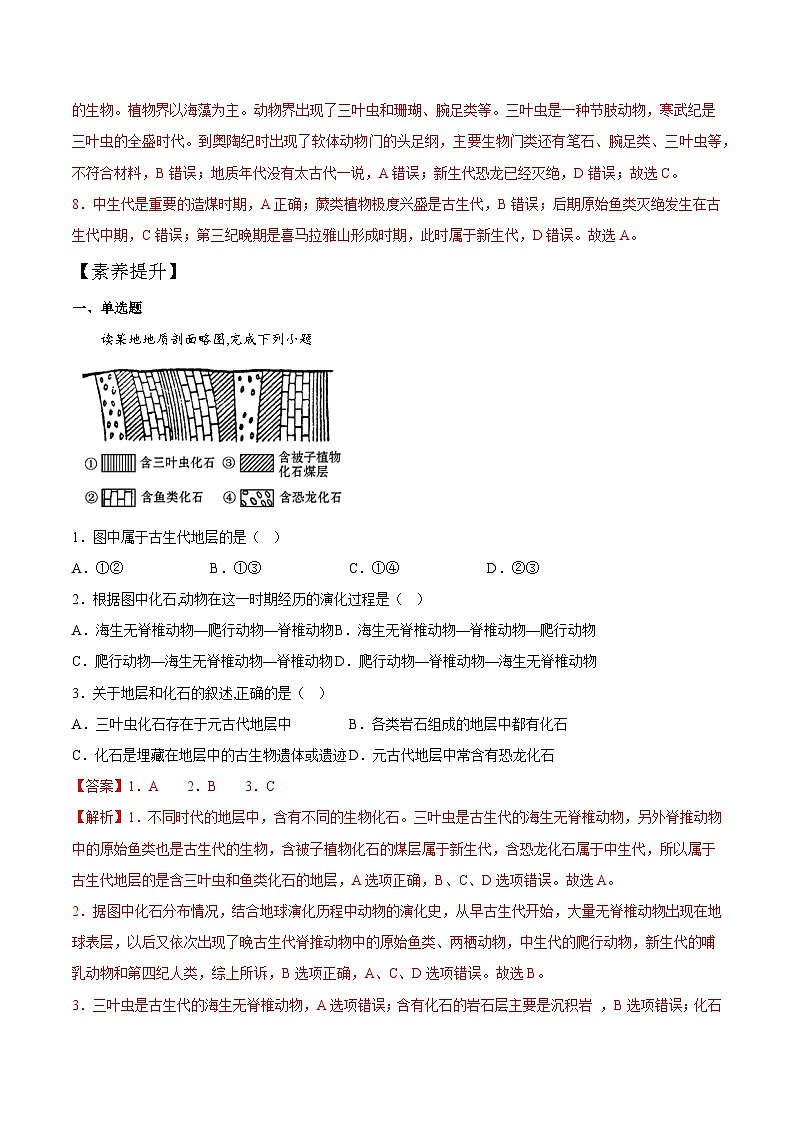 【大单元】1.3地球的历史 课时练习 （人教2019必修第一册）03